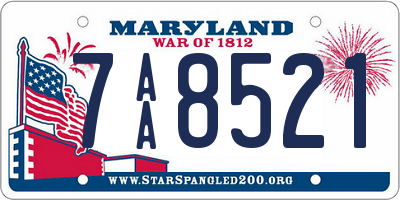 MD license plate 7AA8521