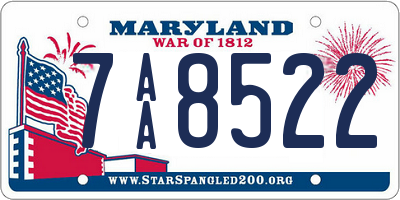 MD license plate 7AA8522