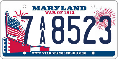 MD license plate 7AA8523
