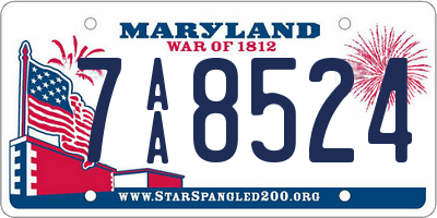 MD license plate 7AA8524