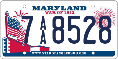 MD license plate 7AA8528