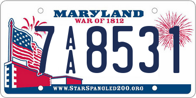 MD license plate 7AA8531