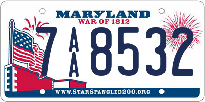 MD license plate 7AA8532
