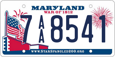 MD license plate 7AA8541