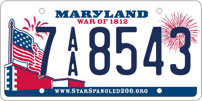 MD license plate 7AA8543