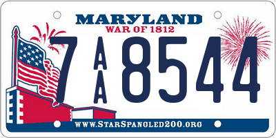 MD license plate 7AA8544