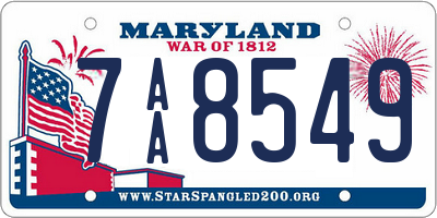 MD license plate 7AA8549