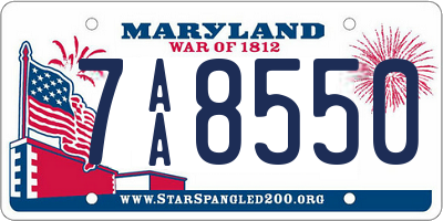 MD license plate 7AA8550