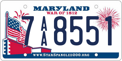 MD license plate 7AA8551