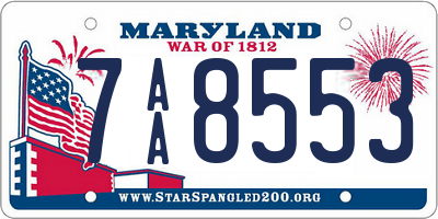 MD license plate 7AA8553