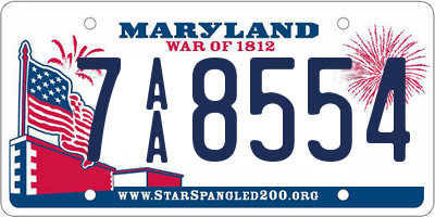 MD license plate 7AA8554
