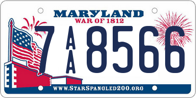 MD license plate 7AA8566