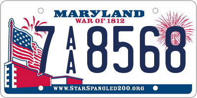 MD license plate 7AA8568