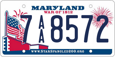 MD license plate 7AA8572