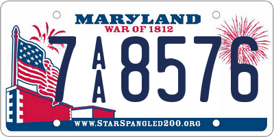 MD license plate 7AA8576