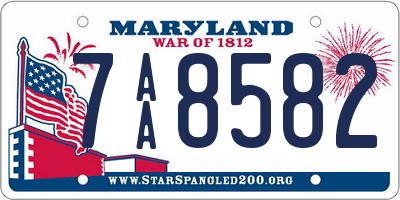 MD license plate 7AA8582