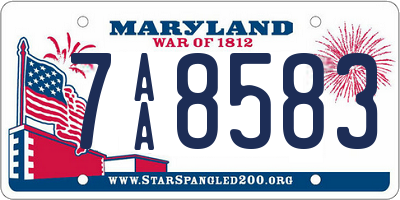 MD license plate 7AA8583