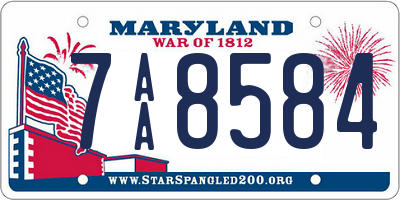 MD license plate 7AA8584