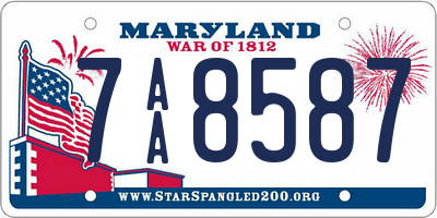 MD license plate 7AA8587