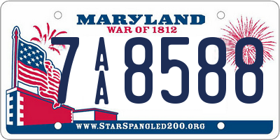 MD license plate 7AA8588