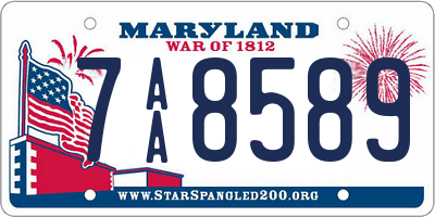 MD license plate 7AA8589