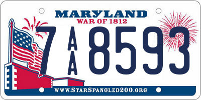 MD license plate 7AA8593