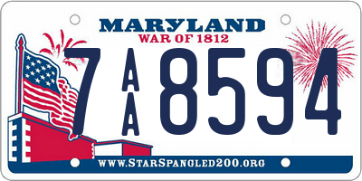 MD license plate 7AA8594