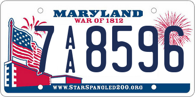 MD license plate 7AA8596