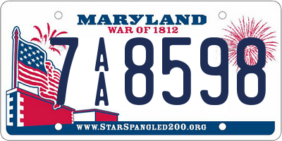 MD license plate 7AA8598