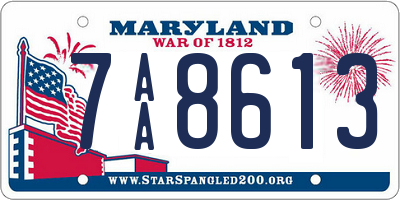 MD license plate 7AA8613