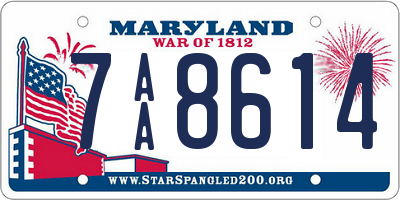 MD license plate 7AA8614