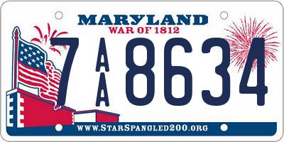 MD license plate 7AA8634