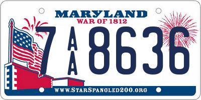 MD license plate 7AA8636