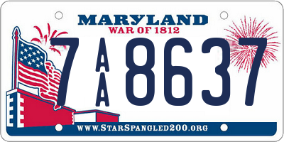 MD license plate 7AA8637