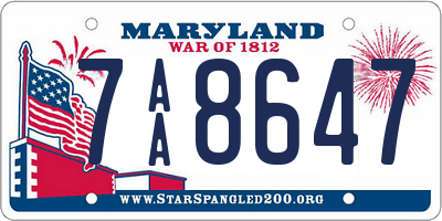 MD license plate 7AA8647