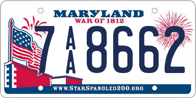 MD license plate 7AA8662