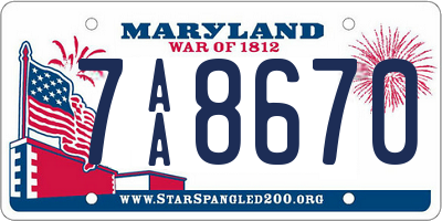 MD license plate 7AA8670