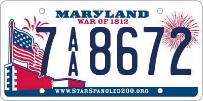 MD license plate 7AA8672