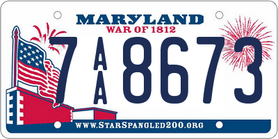 MD license plate 7AA8673