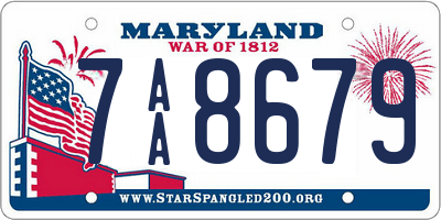 MD license plate 7AA8679