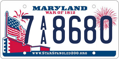 MD license plate 7AA8680