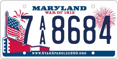 MD license plate 7AA8684