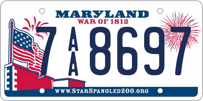 MD license plate 7AA8697