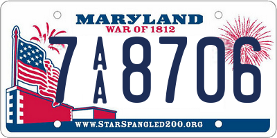 MD license plate 7AA8706