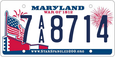 MD license plate 7AA8714