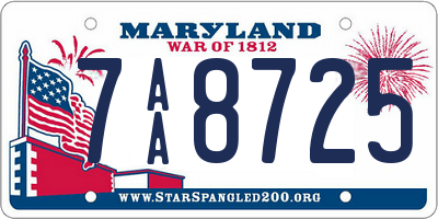 MD license plate 7AA8725