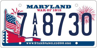 MD license plate 7AA8730