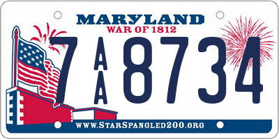 MD license plate 7AA8734