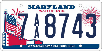 MD license plate 7AA8743
