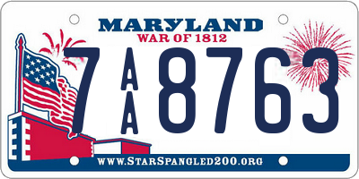 MD license plate 7AA8763